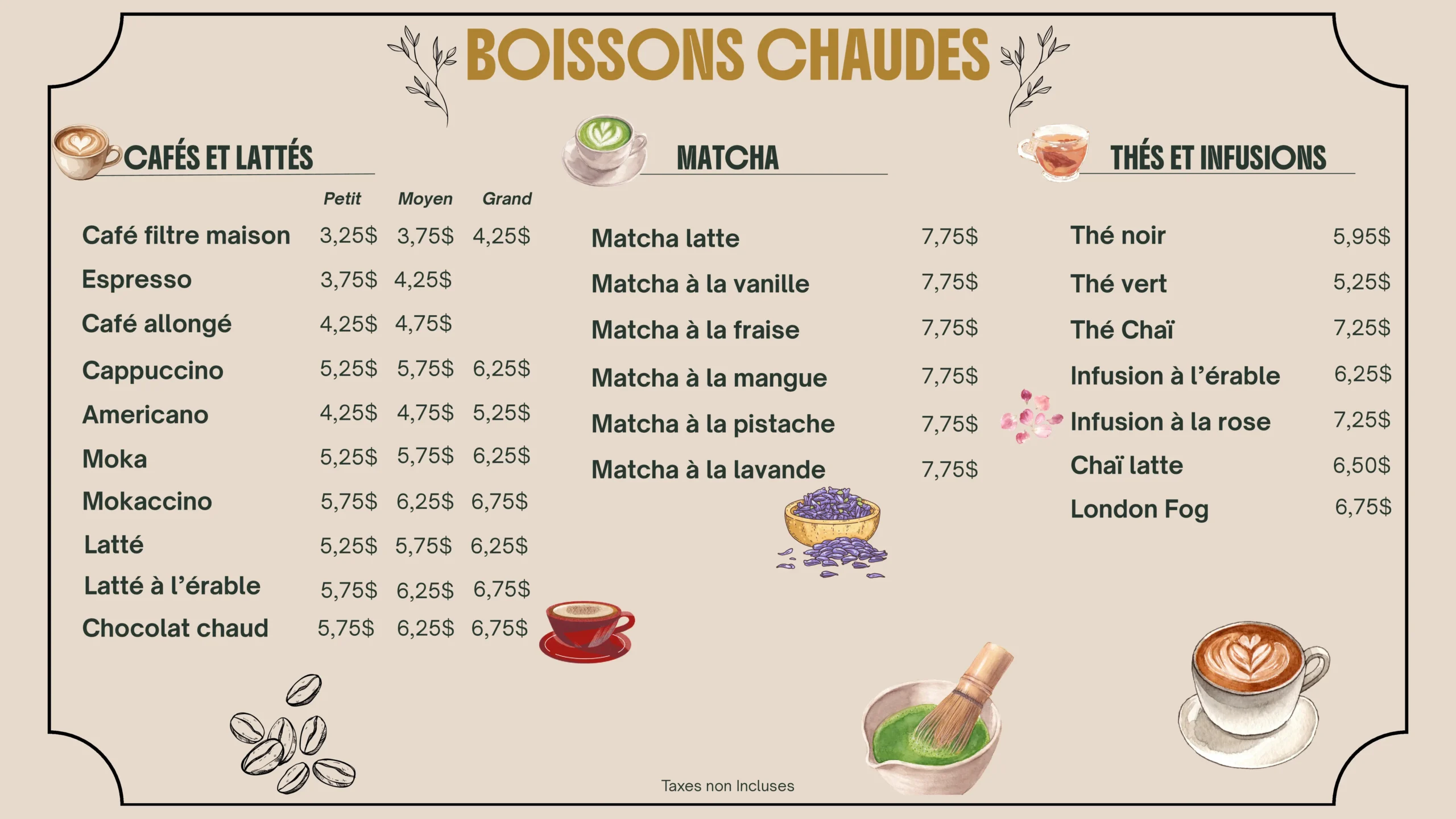 BOISSONS CHAUDES 26 juin